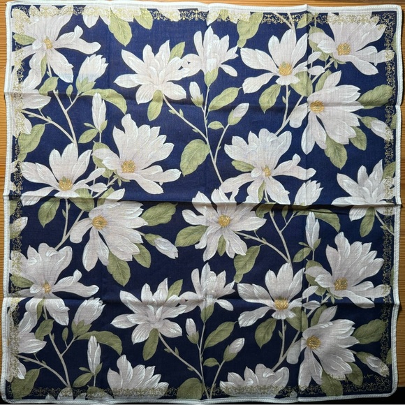 Other - Floral Navy Blue Scarf  100% Cotton